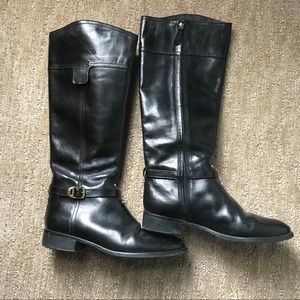 Tory Burch Black Leather Riding Boots Knee High